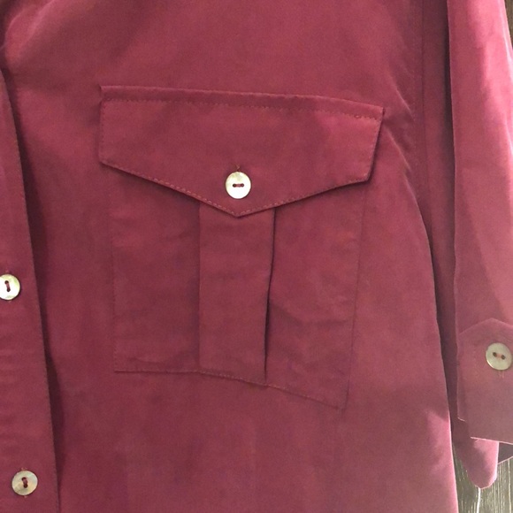 Purple short sleeve button down rayon shirt - Picture 6 of 9